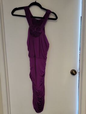 EXPRESS Purple With Flowerl Accent In Front Sleeveless Midi